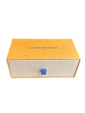 🔥 LOUIS VUITTON Louis sunglass box Orange and Beige with Blue Tab 7” x 3”
